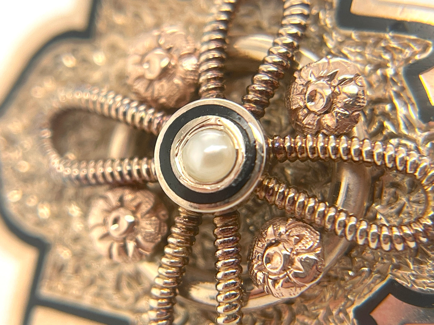 Victorian Era Taille d'Epargné Slide Pendant in 10K Gold