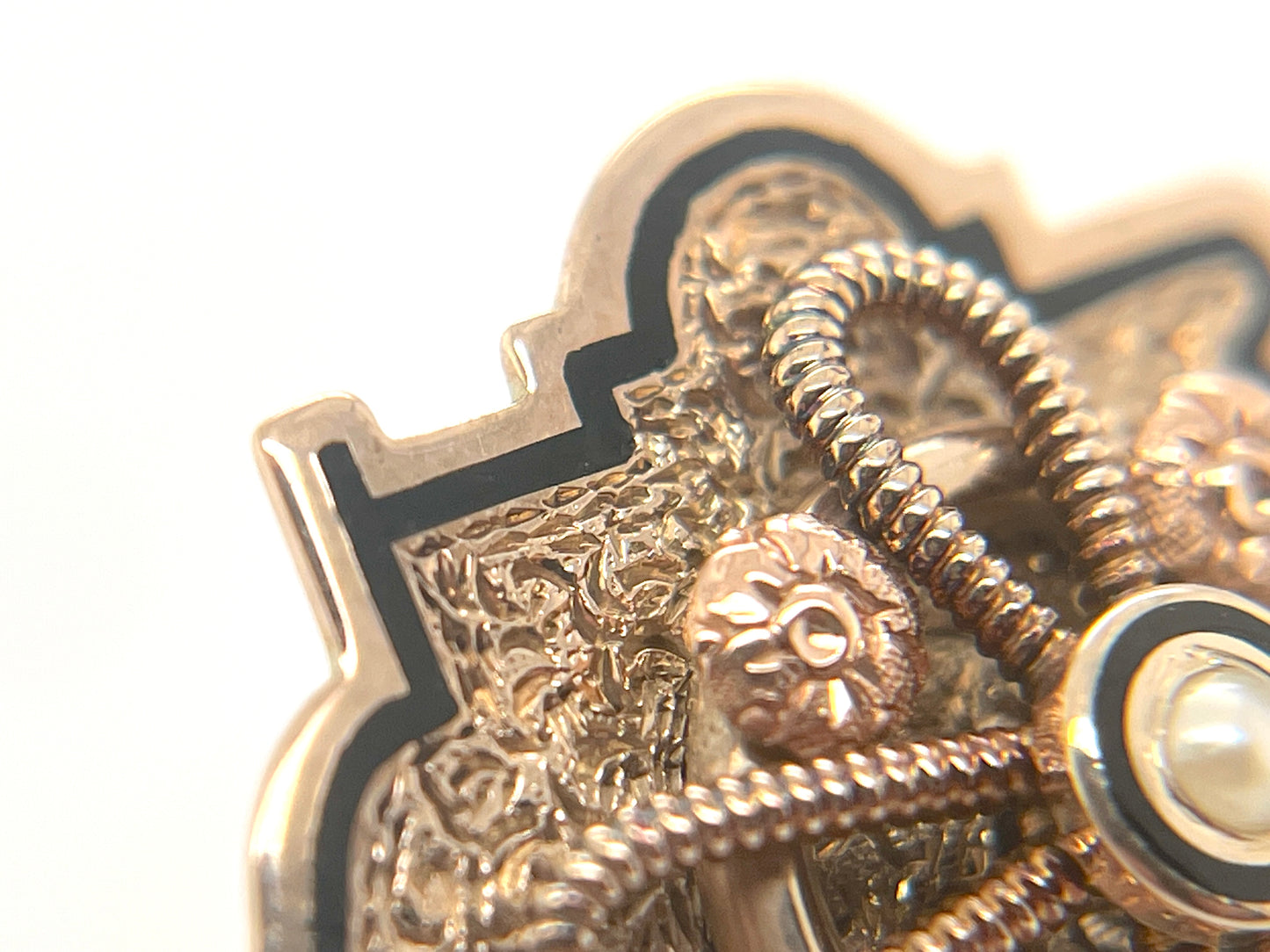 Victorian Era Taille d'Epargné Slide Pendant in 10K Gold