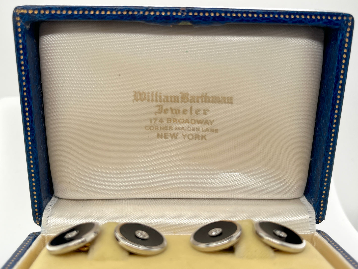 Art Deco Era Onyx, Diamond, 14K Gold & Platinum 5-Piece Cufflinks & Shirt Studs Set