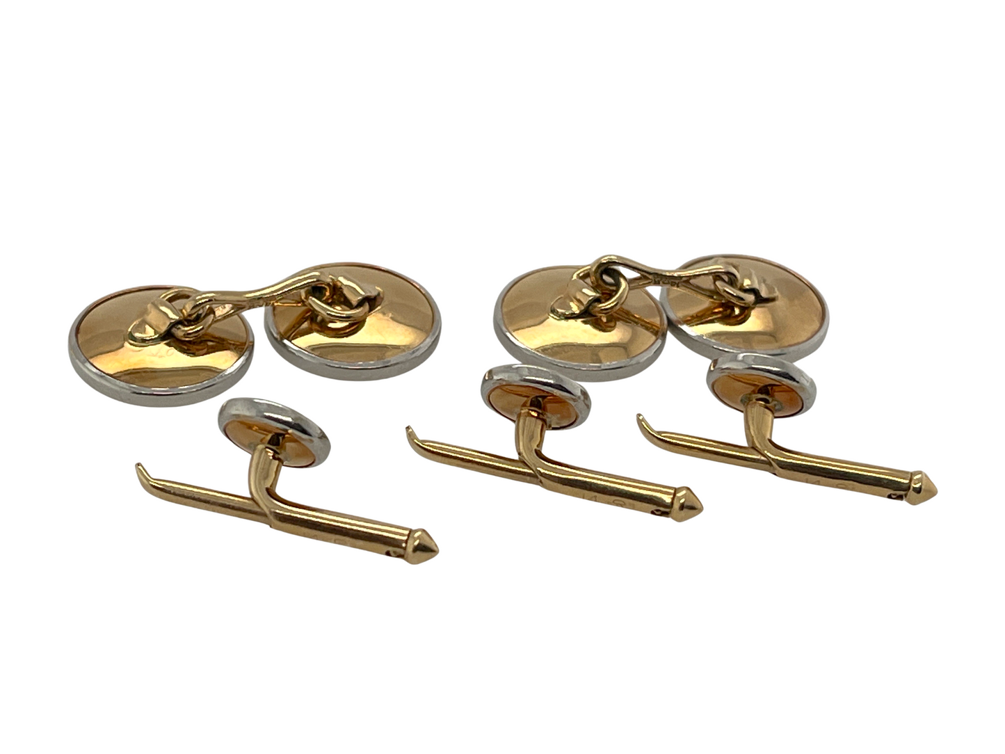 Art Deco Era Onyx, Diamond, 14K Gold & Platinum 5-Piece Cufflinks & Shirt Studs Set