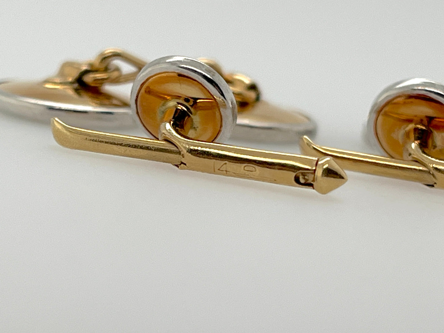 Art Deco Era Onyx, Diamond, 14K Gold & Platinum 5-Piece Cufflinks & Shirt Studs Set