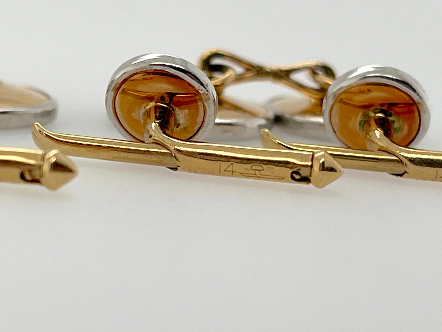Art Deco Era Onyx, Diamond, 14K Gold & Platinum 5-Piece Cufflinks & Shirt Studs Set