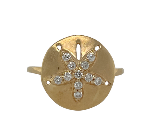 Diamond Sand Dollar Ring in 14K Gold