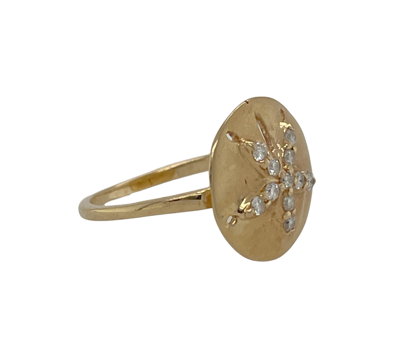 Diamond Sand Dollar Ring in 14K Gold