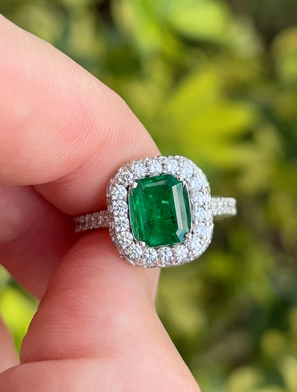 GIA 1.62 ct. Zambian Emerald & Diamond Ring in Platinum