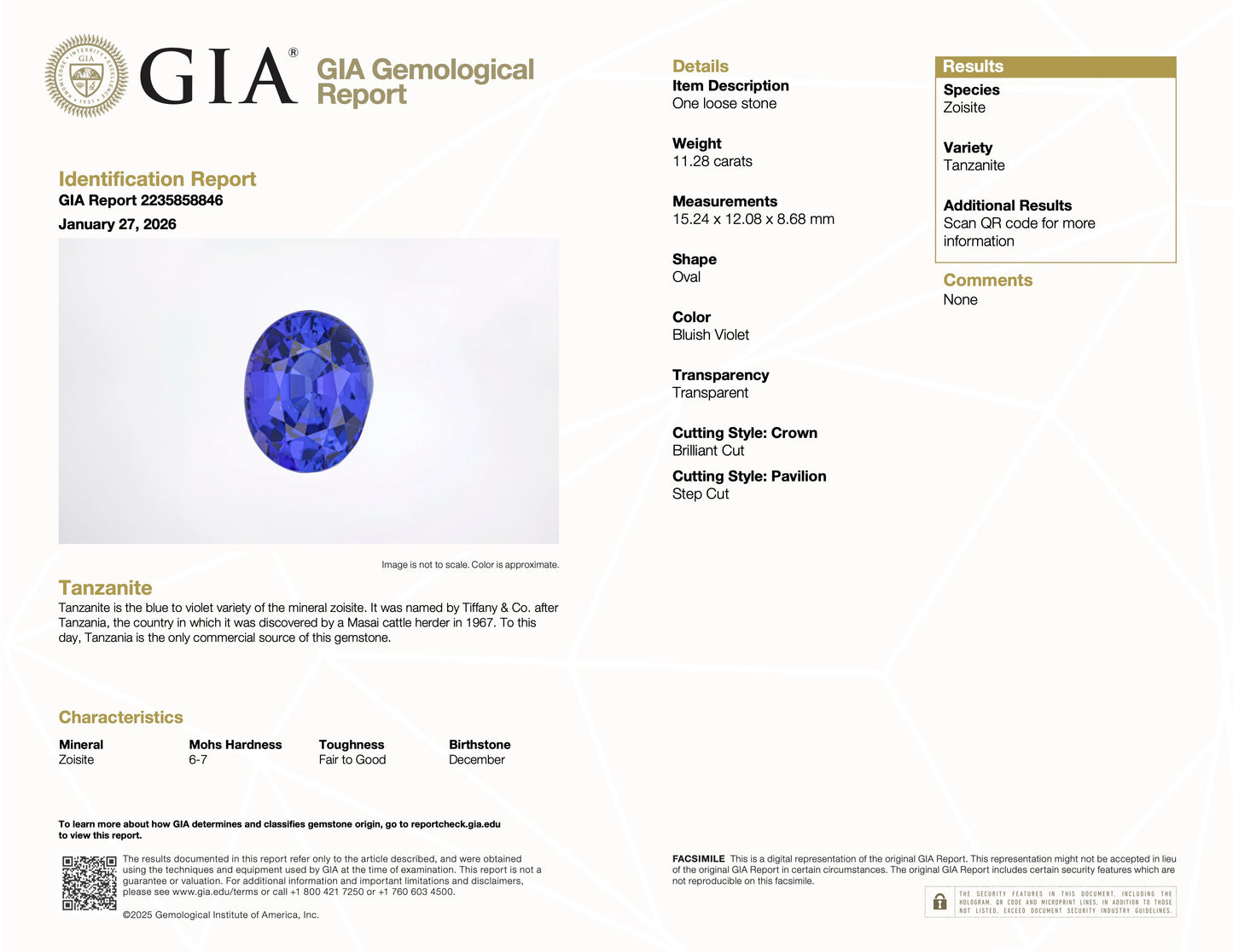 GIA 11.28 ct. Tanzanite & Diamond Ring in 18K White Gold