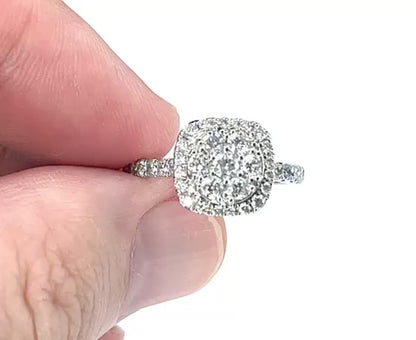 1.00 ctw. Diamond Cluster Engagement Ring in 14K White Gold