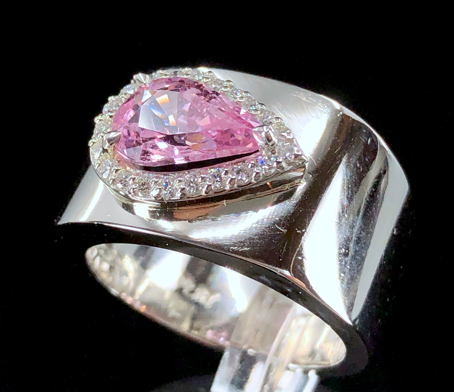 GIA 1.77 ct. No-Heat Padparadscha Sapphire & Diamond Ring in Platinum