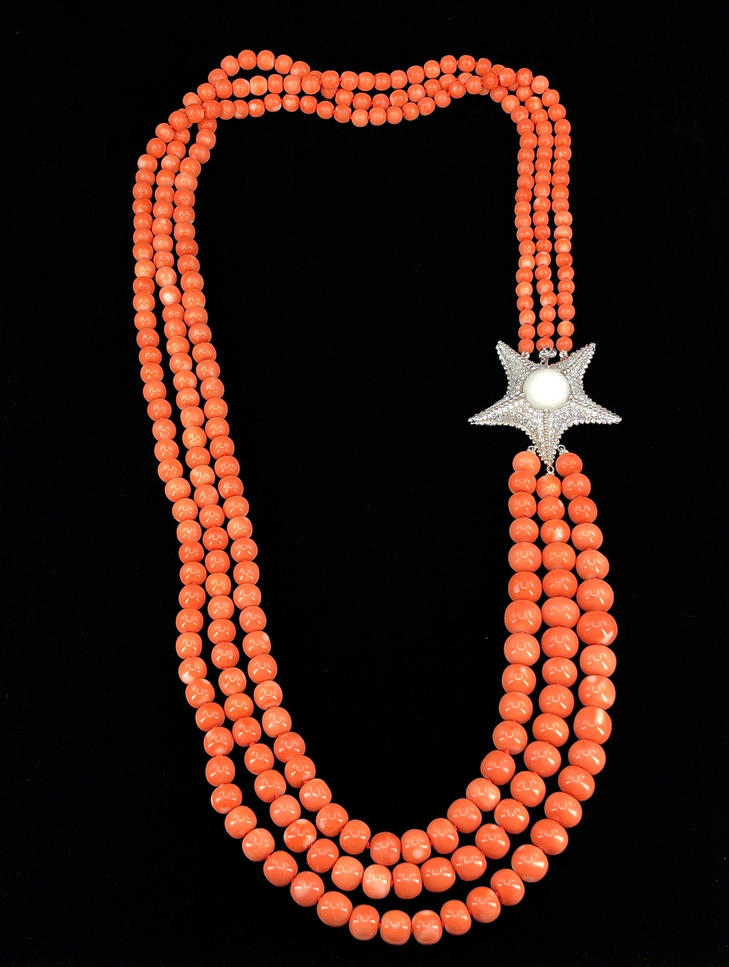 GIA 17.71 ct. Natural Tridacna Pearl, Precious Coral & 3.00 ctw. Diamond Starfish Necklace