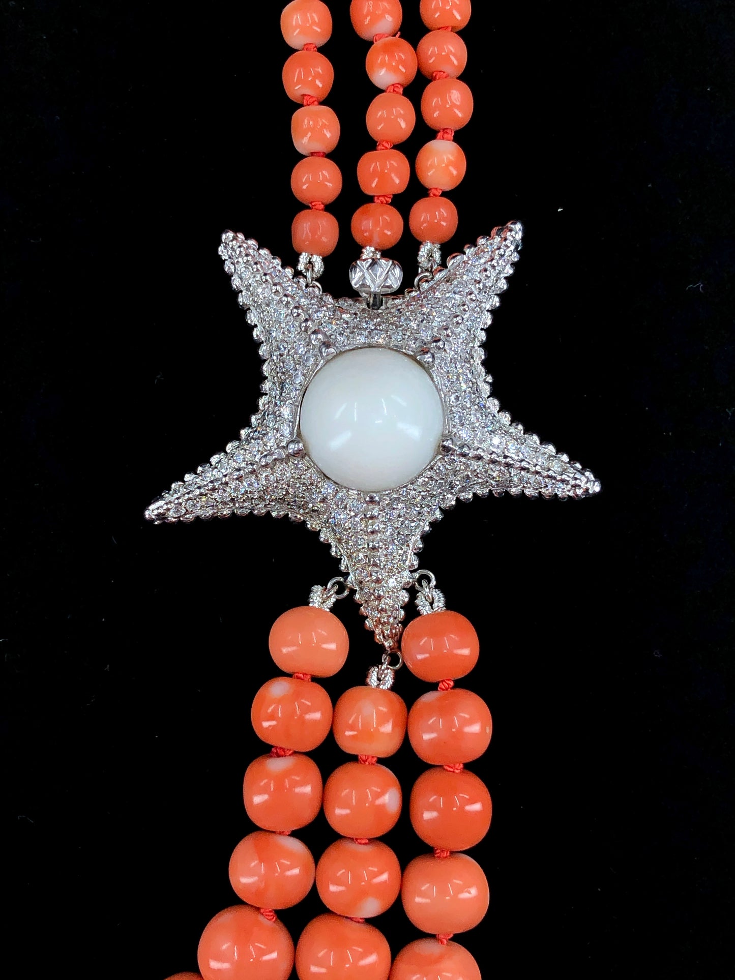 GIA 17.71 ct. Natural Tridacna Pearl, Precious Coral & 3.00 ctw. Diamond Starfish Necklace