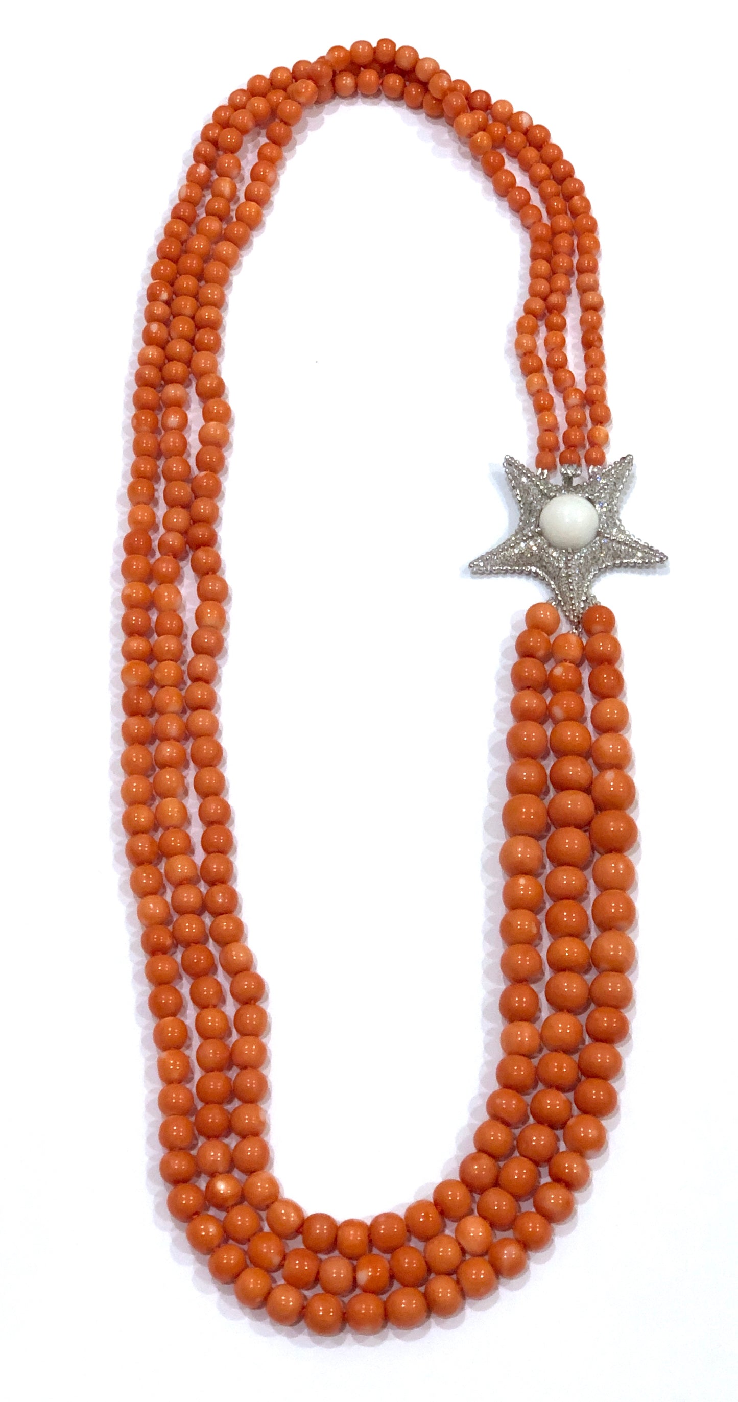 GIA 17.71 ct. Natural Tridacna Pearl, Precious Coral & 3.00 ctw. Diamond Starfish Necklace