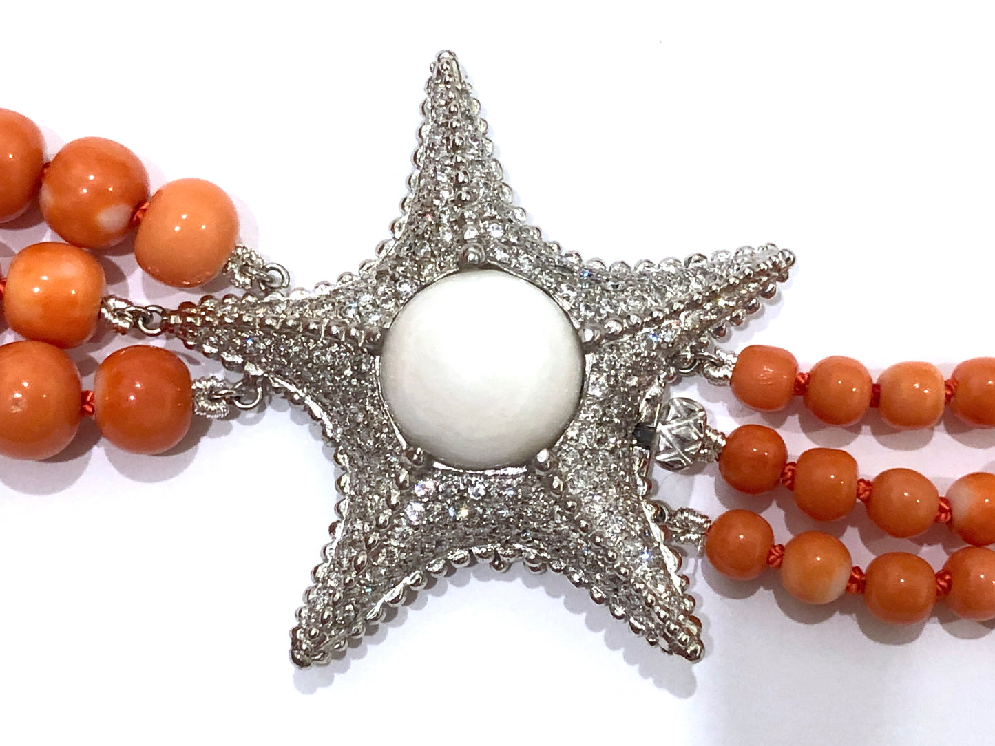 GIA 17.71 ct. Natural Tridacna Pearl, Precious Coral & 3.00 ctw. Diamond Starfish Necklace