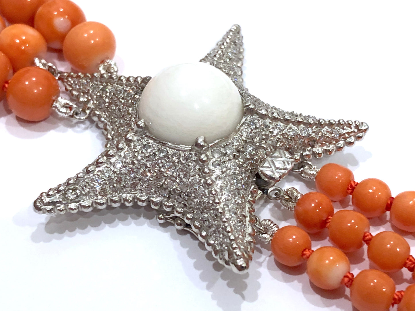 GIA 17.71 ct. Natural Tridacna Pearl, Precious Coral & 3.00 ctw. Diamond Starfish Necklace