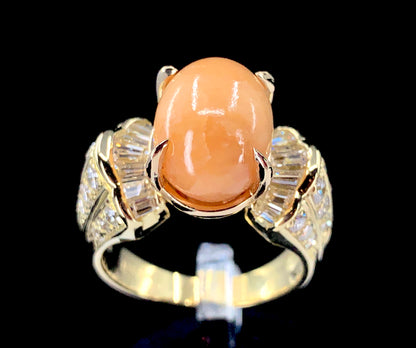 GIA 10.26 ct. Natural Melo Melo Pearl & Diamond Ring in 18K Gold