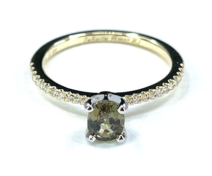 GIA 0.56 ct. Alexandrite & Diamond Engagement Ring in 14K Gold & Platinum