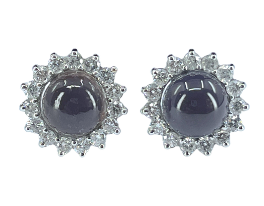 GIA 2.99 ctw. Natural Quahog Pearl & Diamond Earrings in Platinum