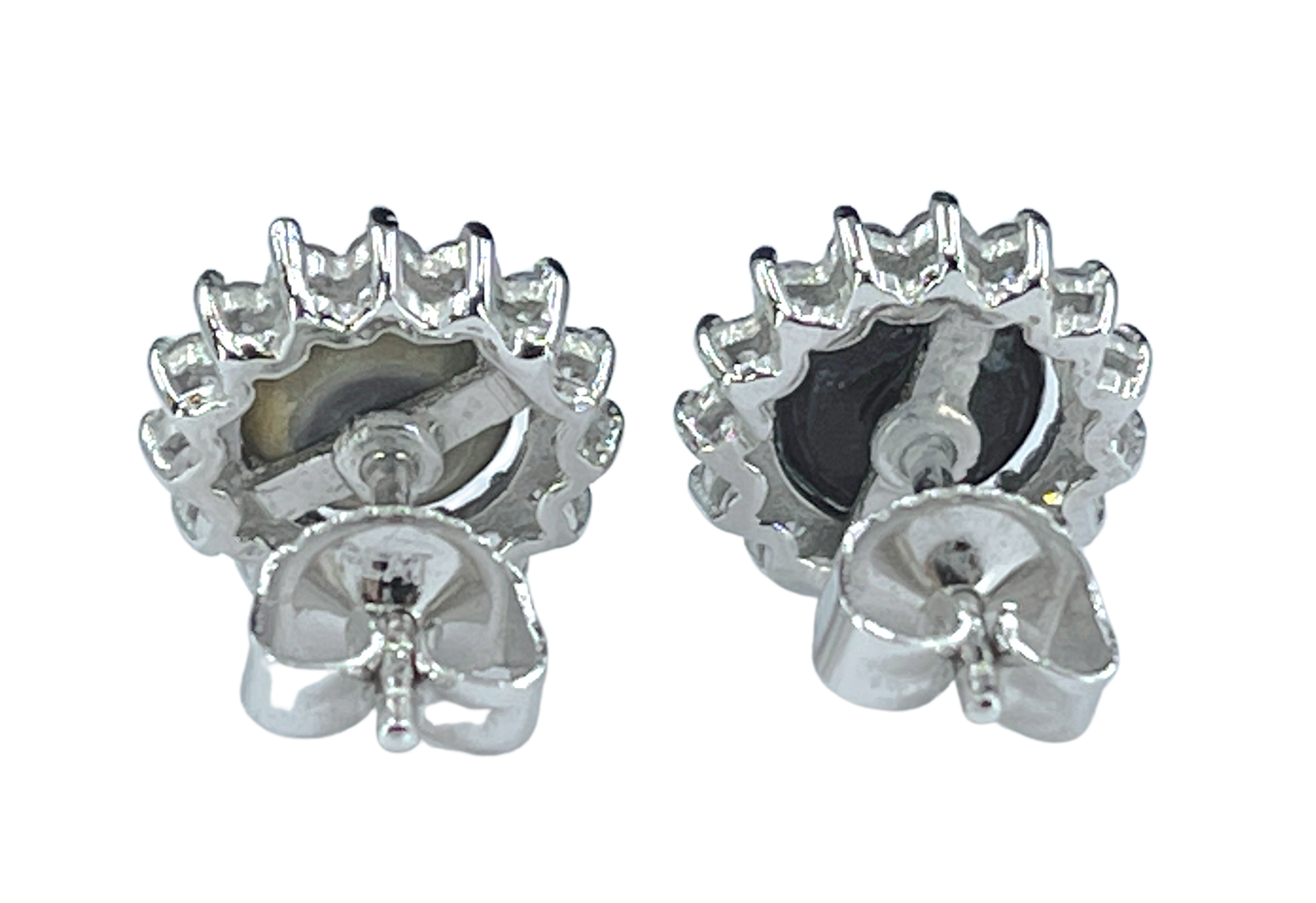 GIA 2.99 ctw. Natural Quahog Pearl & Diamond Earrings in Platinum