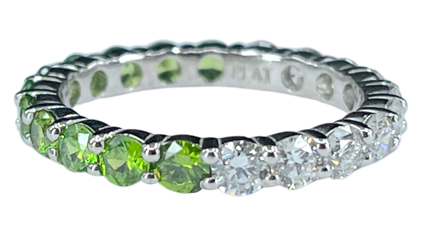 Diamond & Demantoid "Half & Half" Eternity Band in Platinum