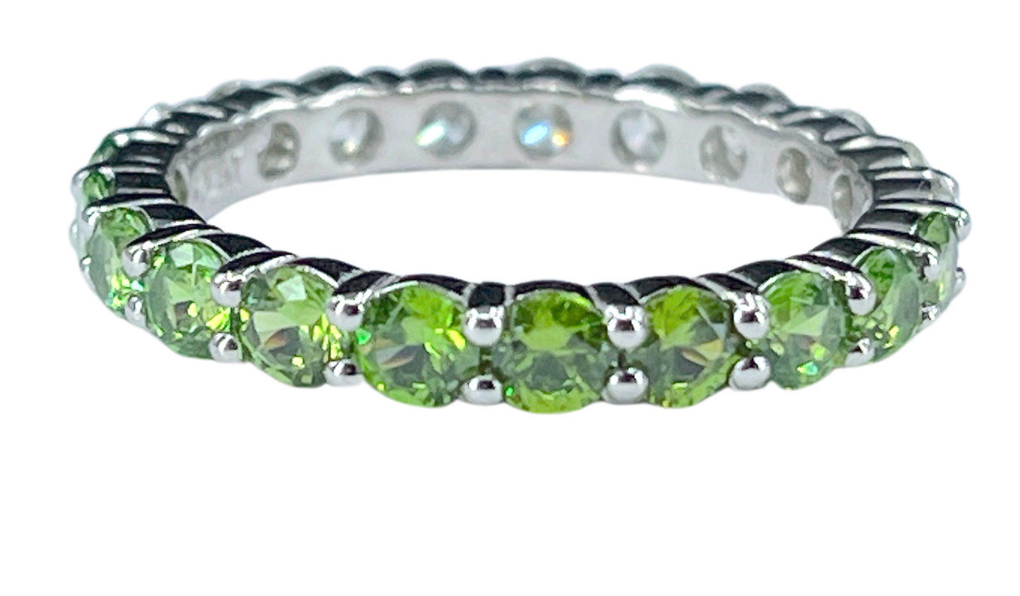 Diamond & Demantoid "Half & Half" Eternity Band in Platinum