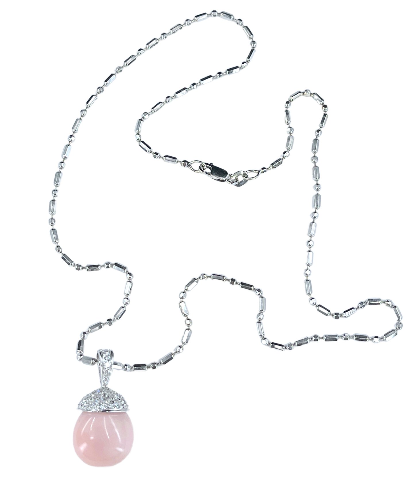 GIA 17.54 ct. Natural Pink Conch Pearl & Diamond Necklace in 18K White Gold