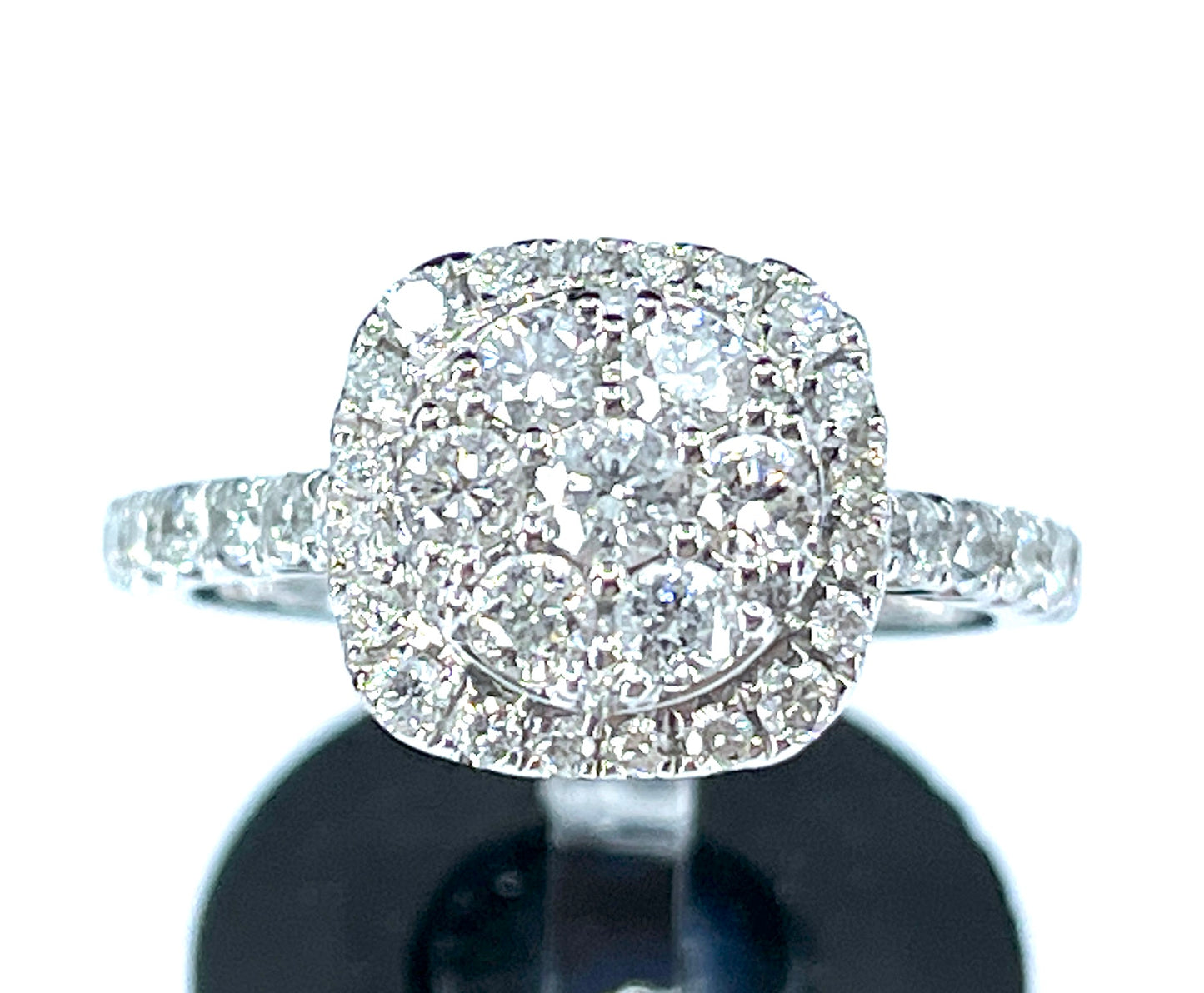 1.00 ctw. Diamond Cluster Engagement Ring in 14K White Gold