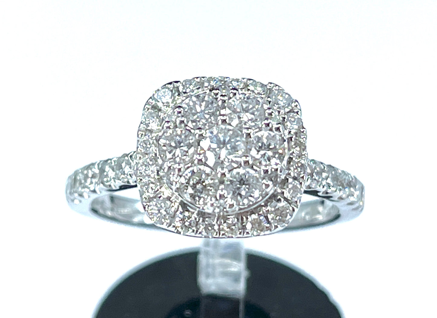 1.00 ctw. Diamond Cluster Engagement Ring in 14K White Gold