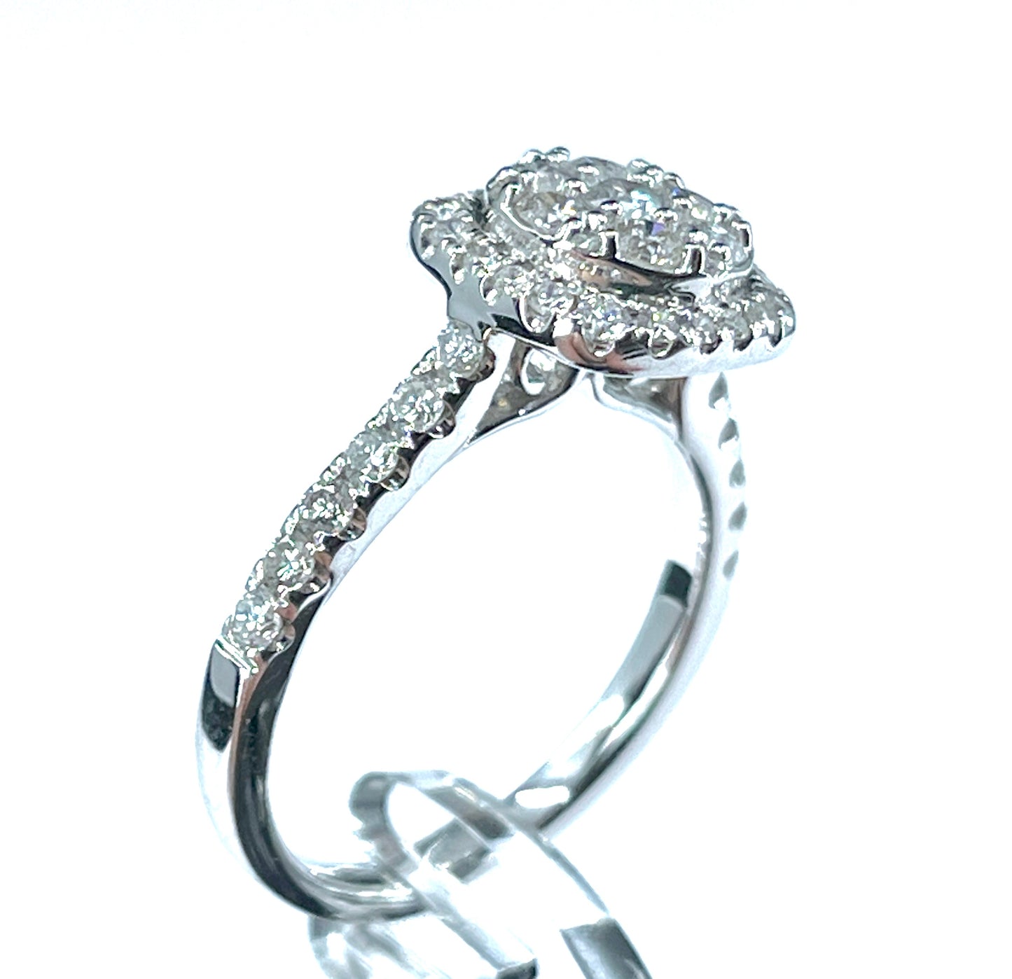 1.00 ctw. Diamond Cluster Engagement Ring in 14K White Gold