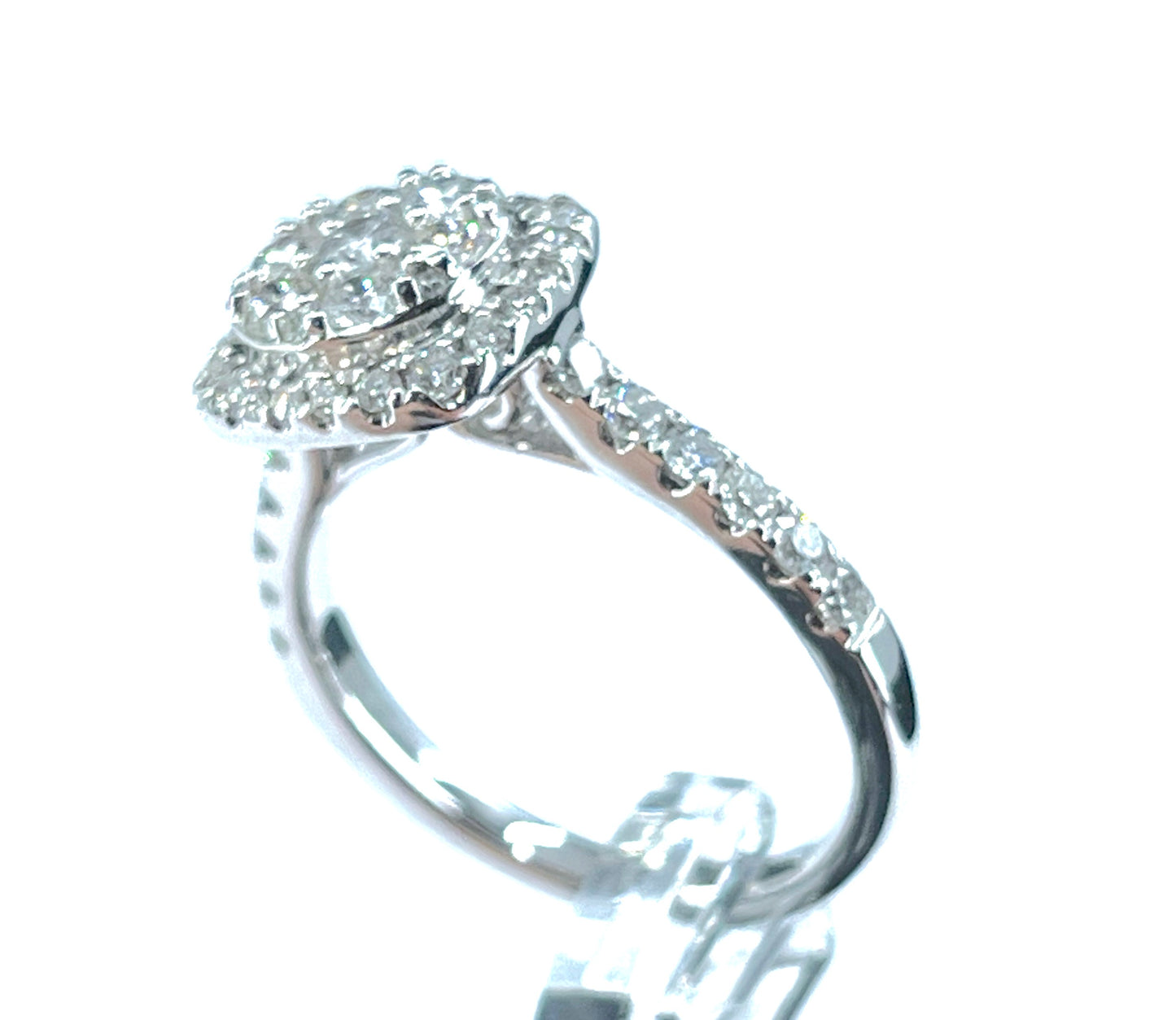 1.00 ctw. Diamond Cluster Engagement Ring in 14K White Gold