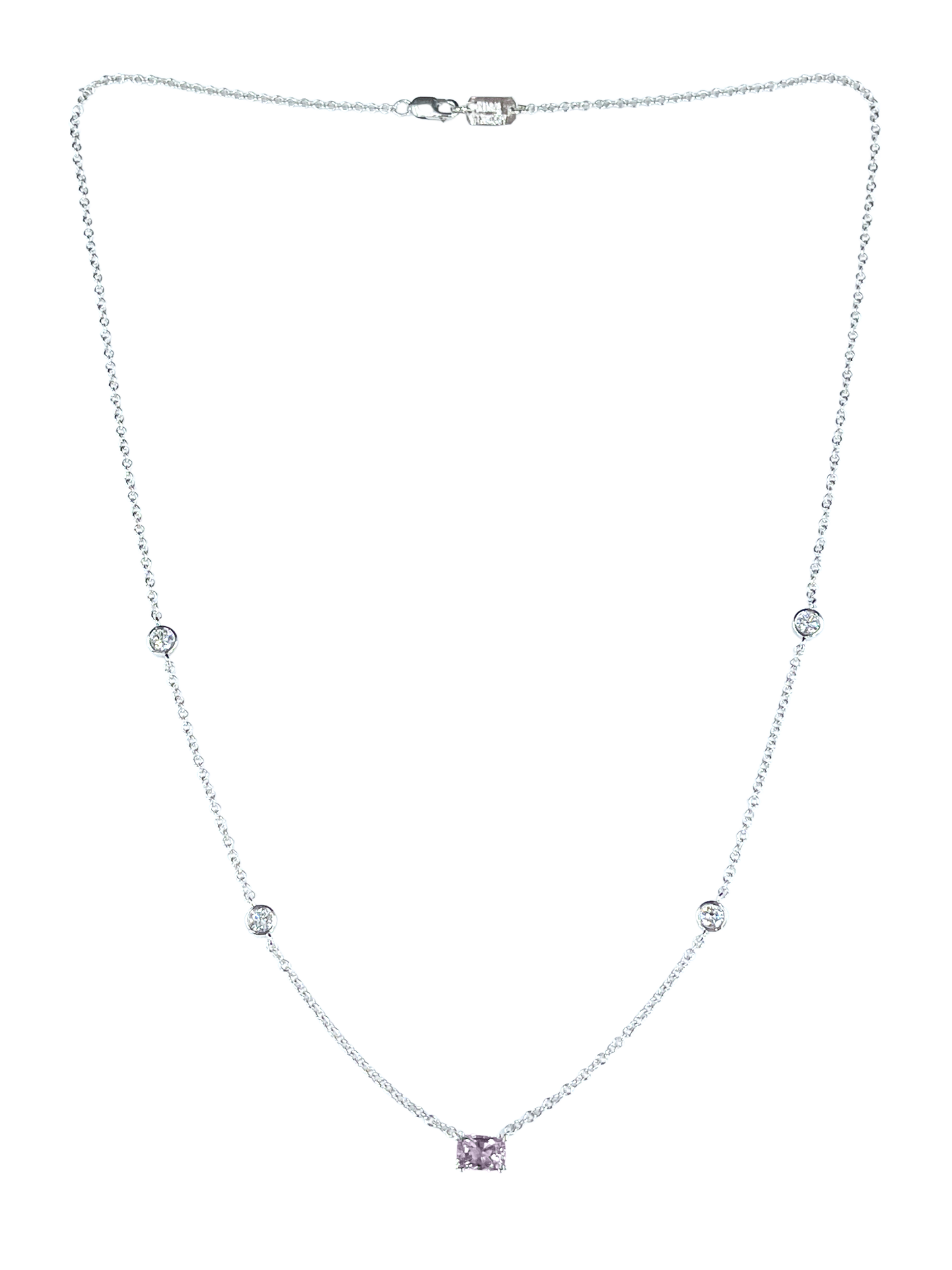 GIA 1.27 ct. Natural Alexandrite & Diamond Station Necklace in Platinum