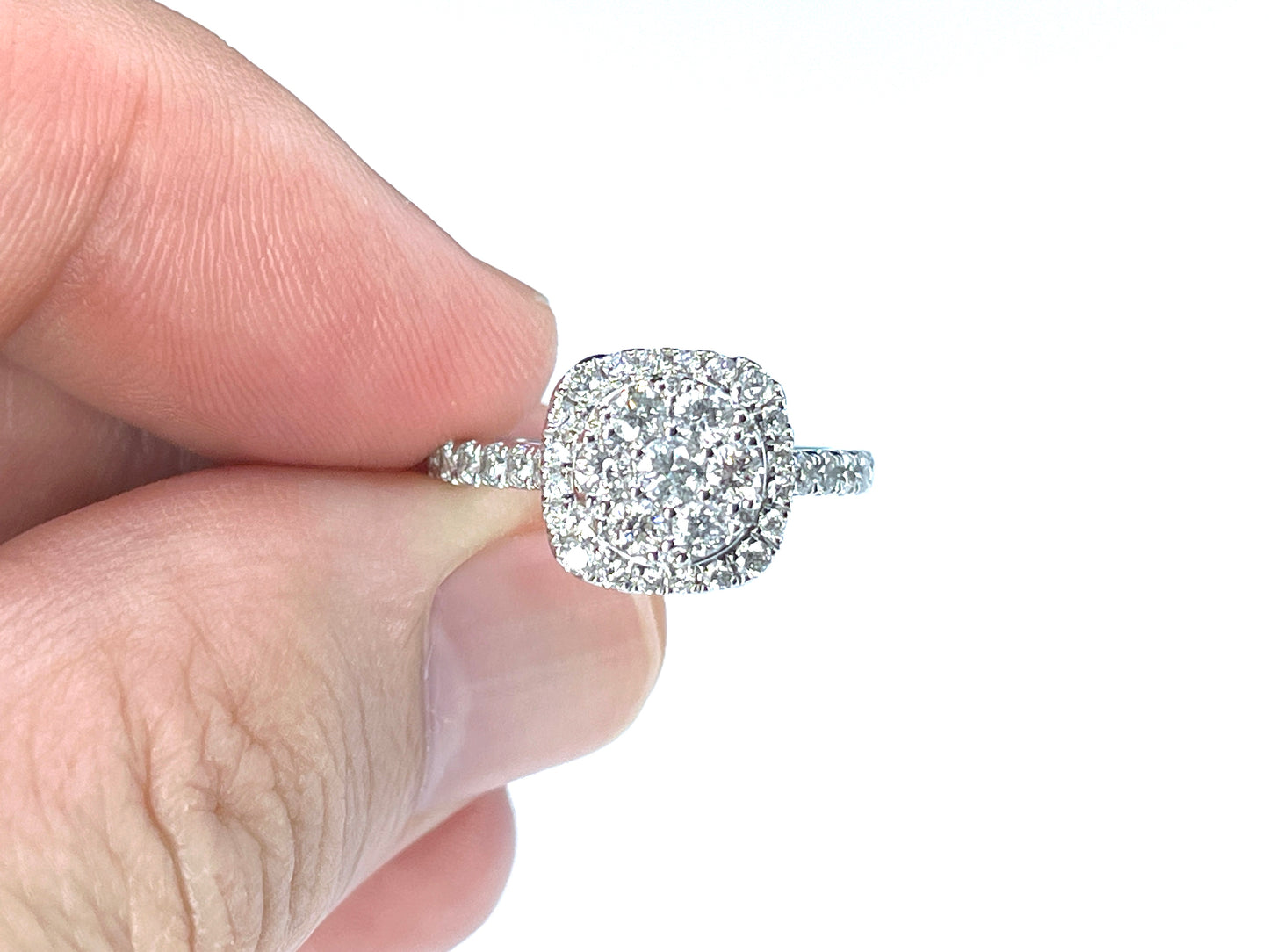 1.00 ctw. Diamond Cluster Engagement Ring in 14K White Gold