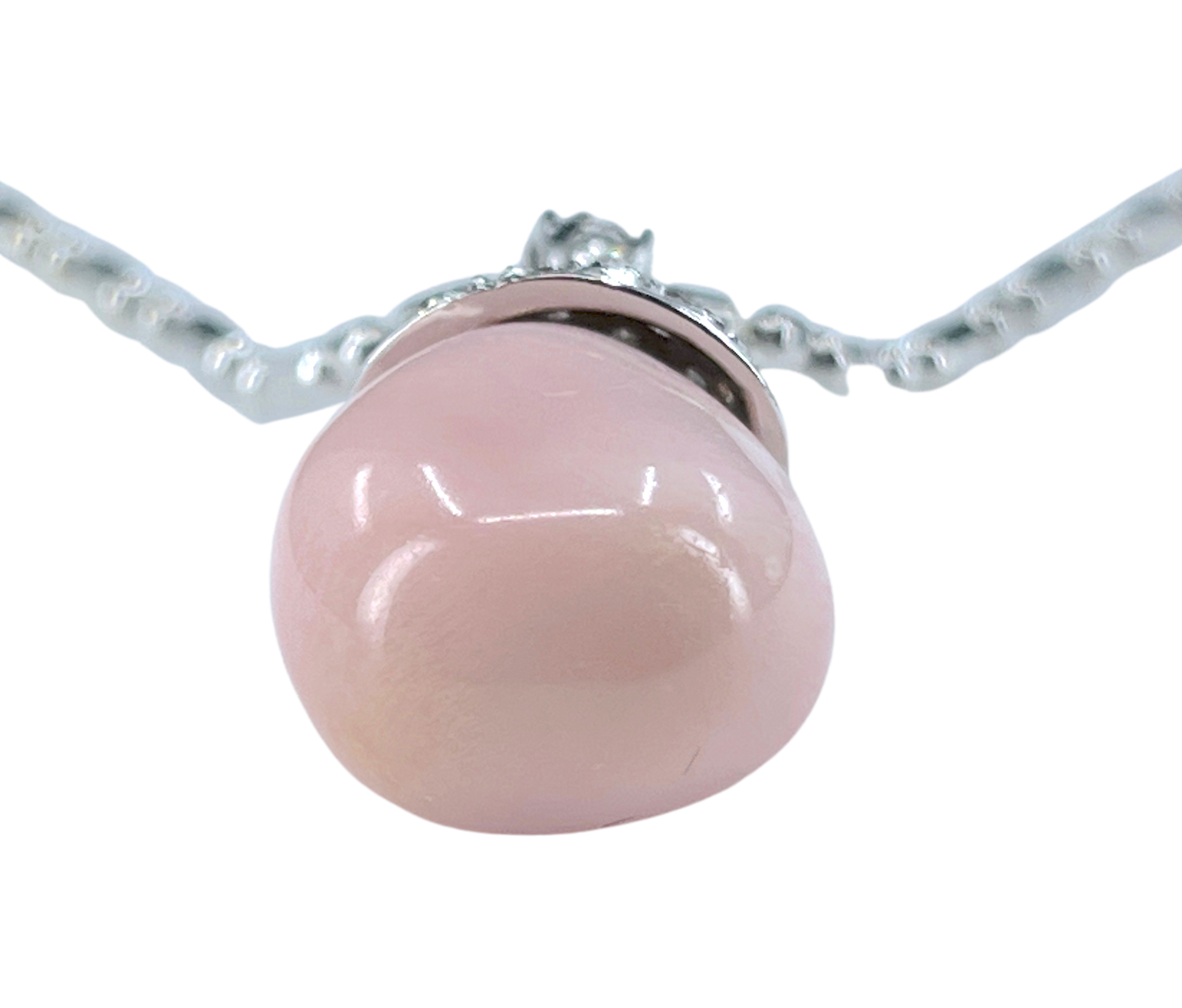 GIA 17.54 ct. Natural Pink Conch Pearl & Diamond Necklace in 18K White Gold