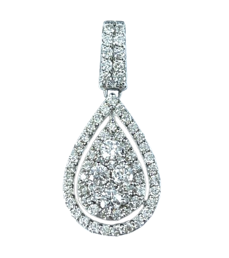 1.20 ctw. Diamond Cluster Pendant in 14K White Gold