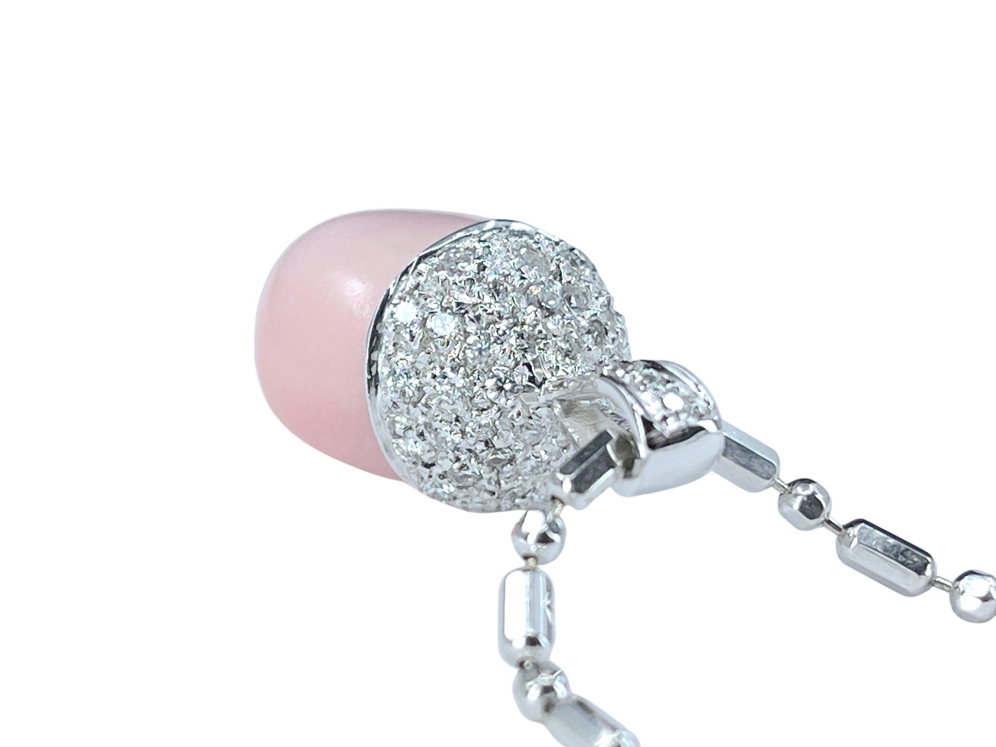 GIA 17.54 ct. Natural Pink Conch Pearl & Diamond Necklace in 18K White Gold