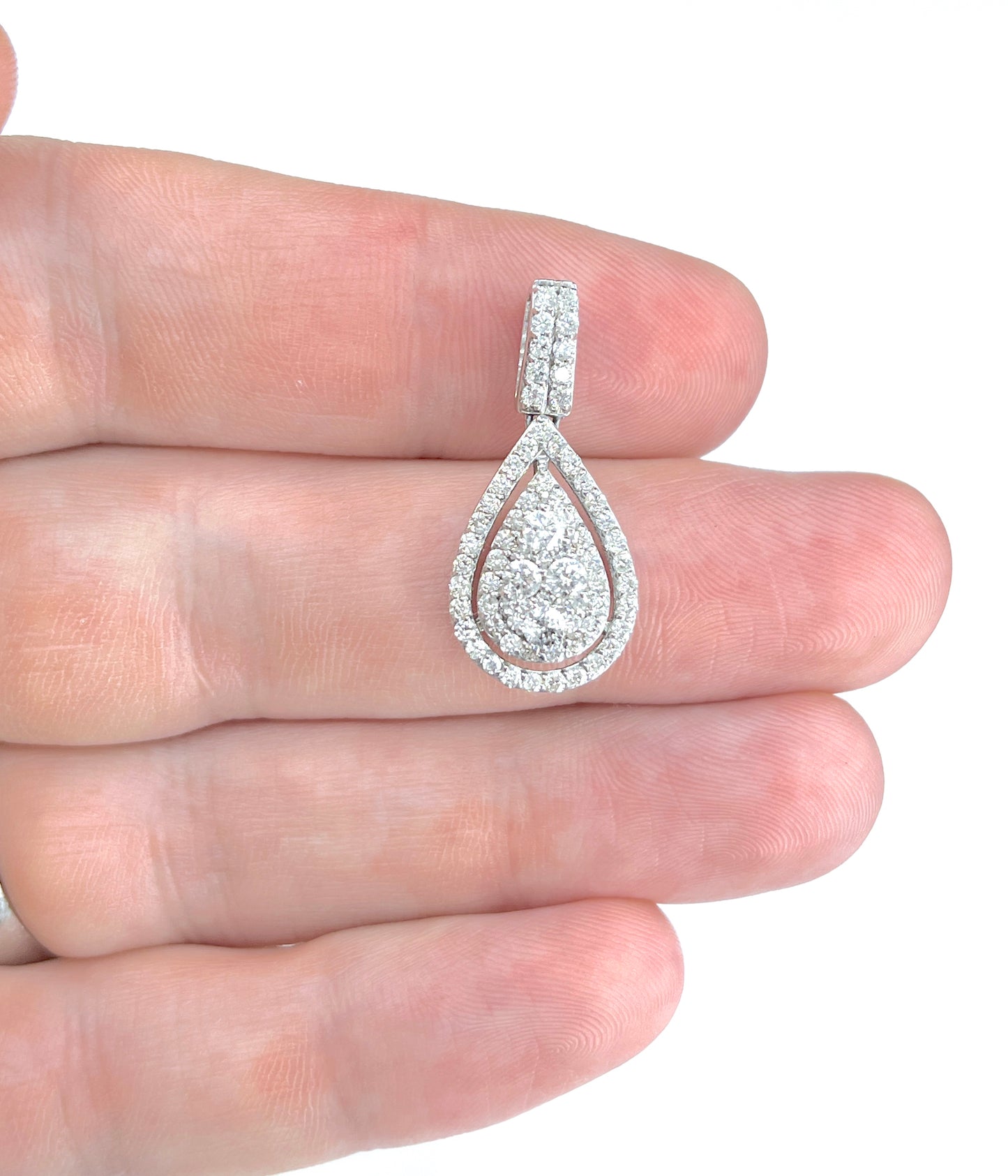 1.20 ctw. Diamond Cluster Pendant in 14K White Gold