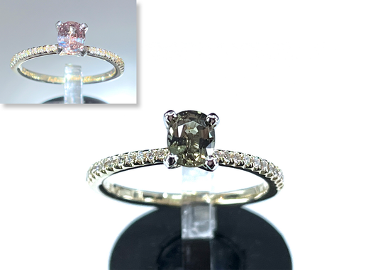 GIA 0.56 ct. Alexandrite & Diamond Engagement Ring in 14K Gold & Platinum