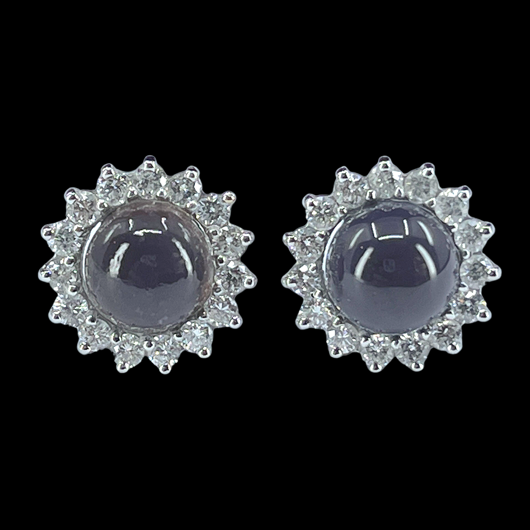 GIA 2.99 ctw. Natural Quahog Pearl & Diamond Earrings in Platinum