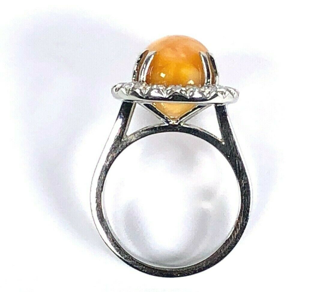 GIA 11.45 ct. Natural Melo Melo Pearl & Diamond Ring in Platinum