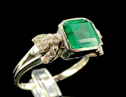 2.00 ct. Natural Colombian Emerald & Diamond Ring in 14K White Gold