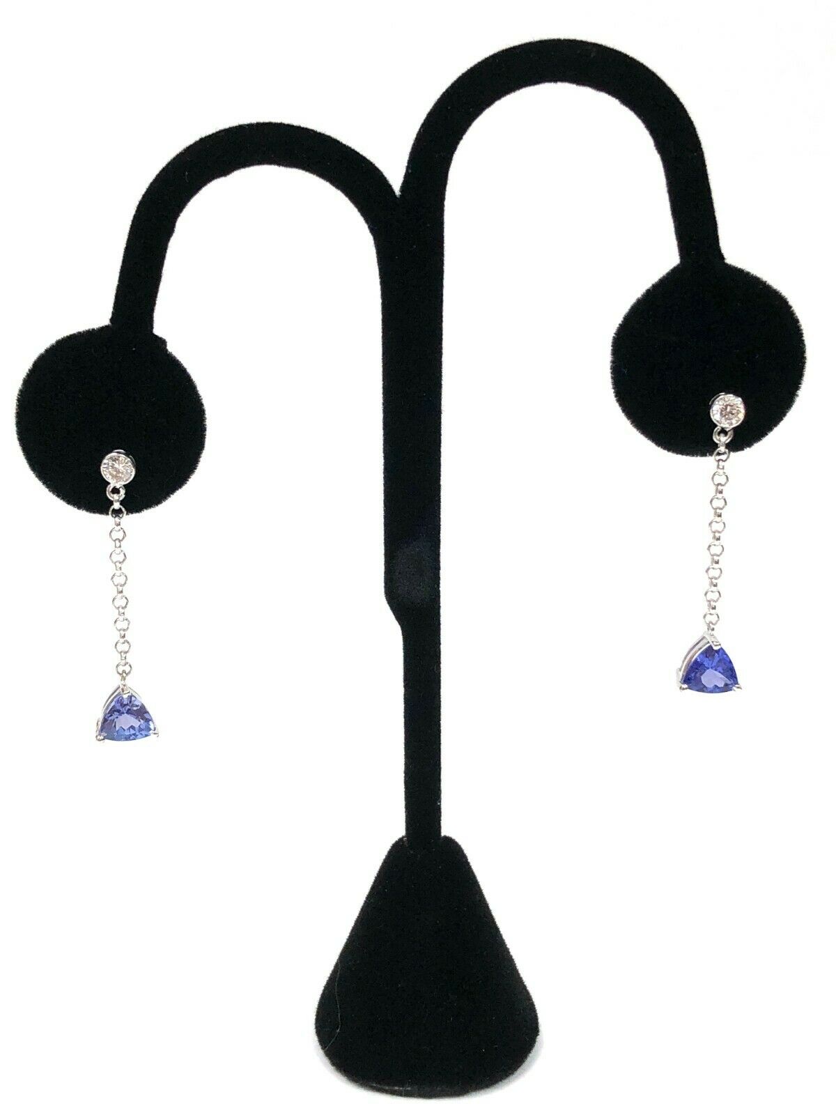 Tanzanite & Diamond Dangle Earrings in 14K White Gold