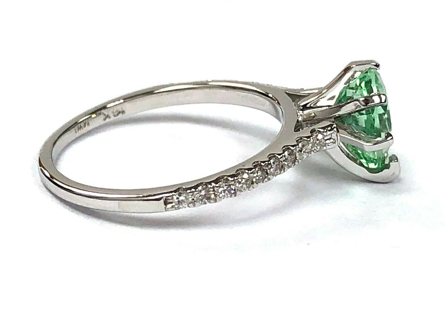 IGI 1.24 ct. Neon Green Paraiba Tourmaline & Diamond Ring in 14K White Gold