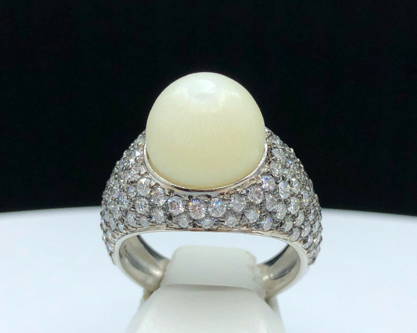 GIA 8.64 ct. Natural "Eyeball" Tridacna Pearl & Diamond Ring in Platinum