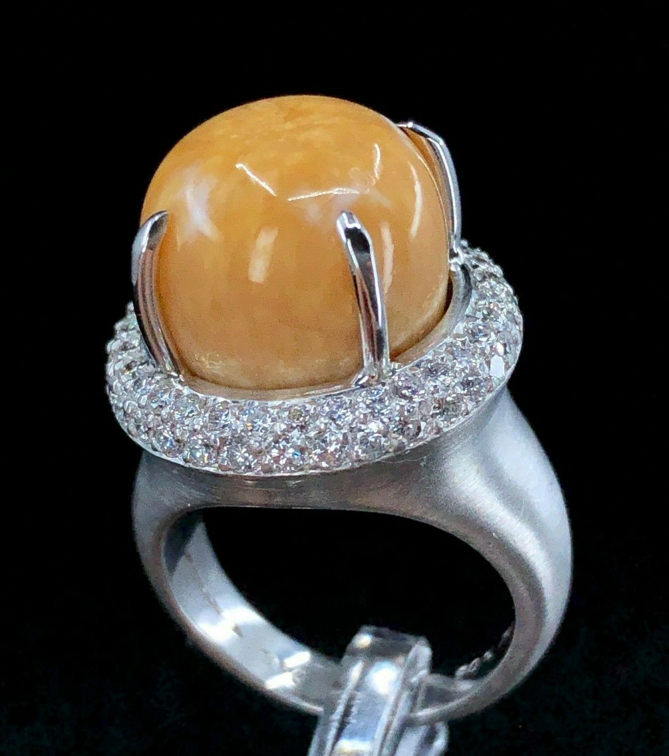 GIA 19.24 ct. Natural Melo Melo Pearl & Diamond Ring in Platinum