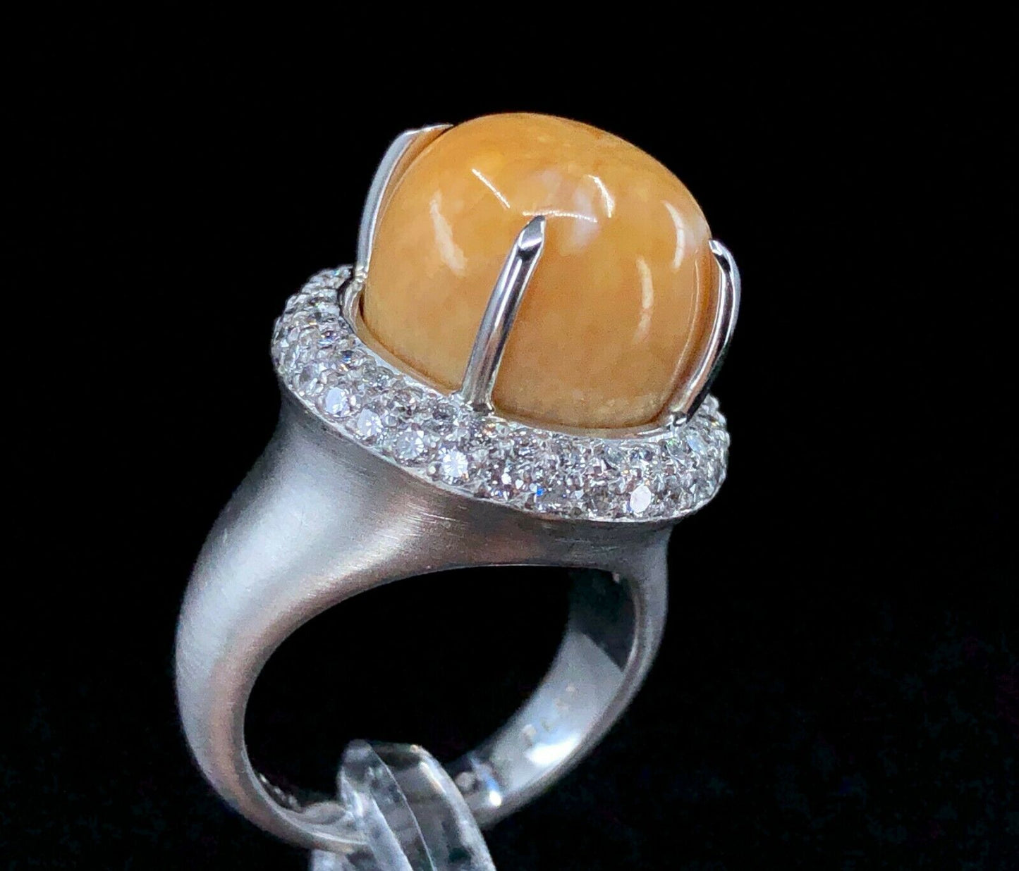 GIA 19.24 ct. Natural Melo Melo Pearl & Diamond Ring in Platinum