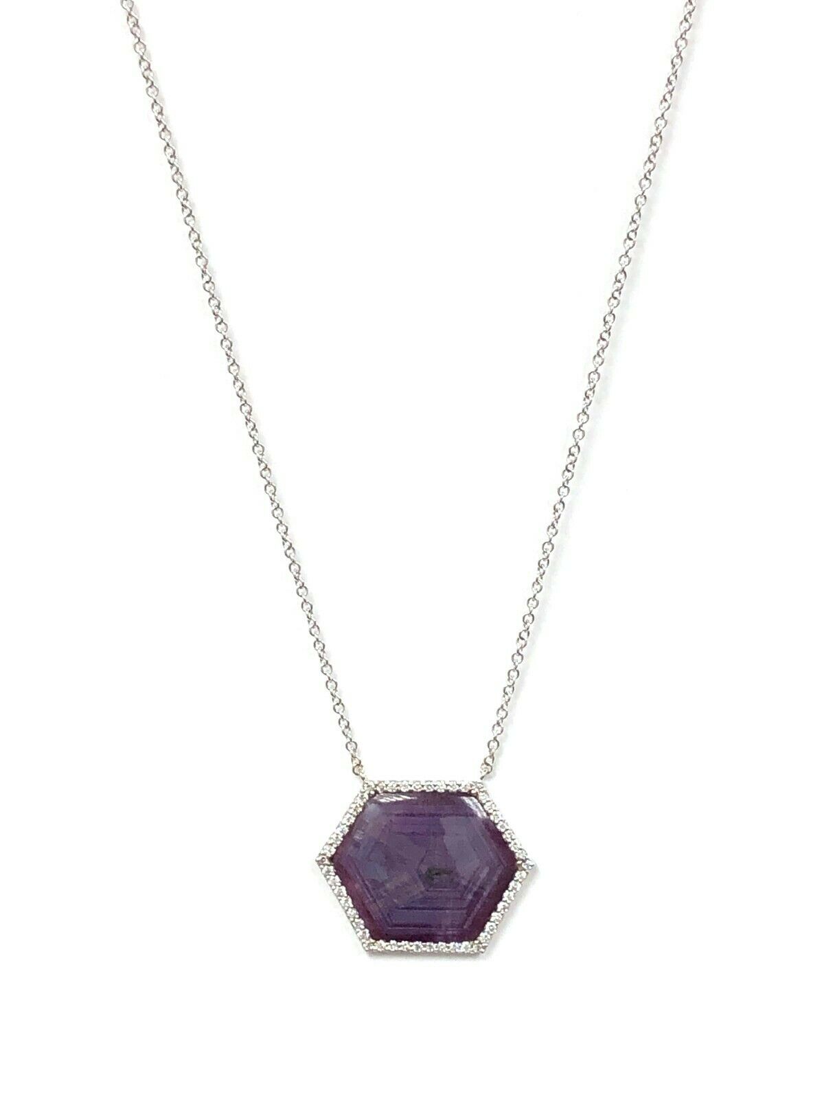 GIA 14.95 ct. Natural Trapiche Ruby & Diamond Necklace in 18K White Gold