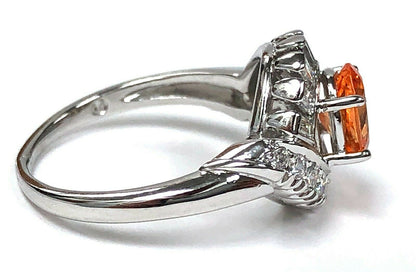Spessartine & Diamond Ring in Platinum