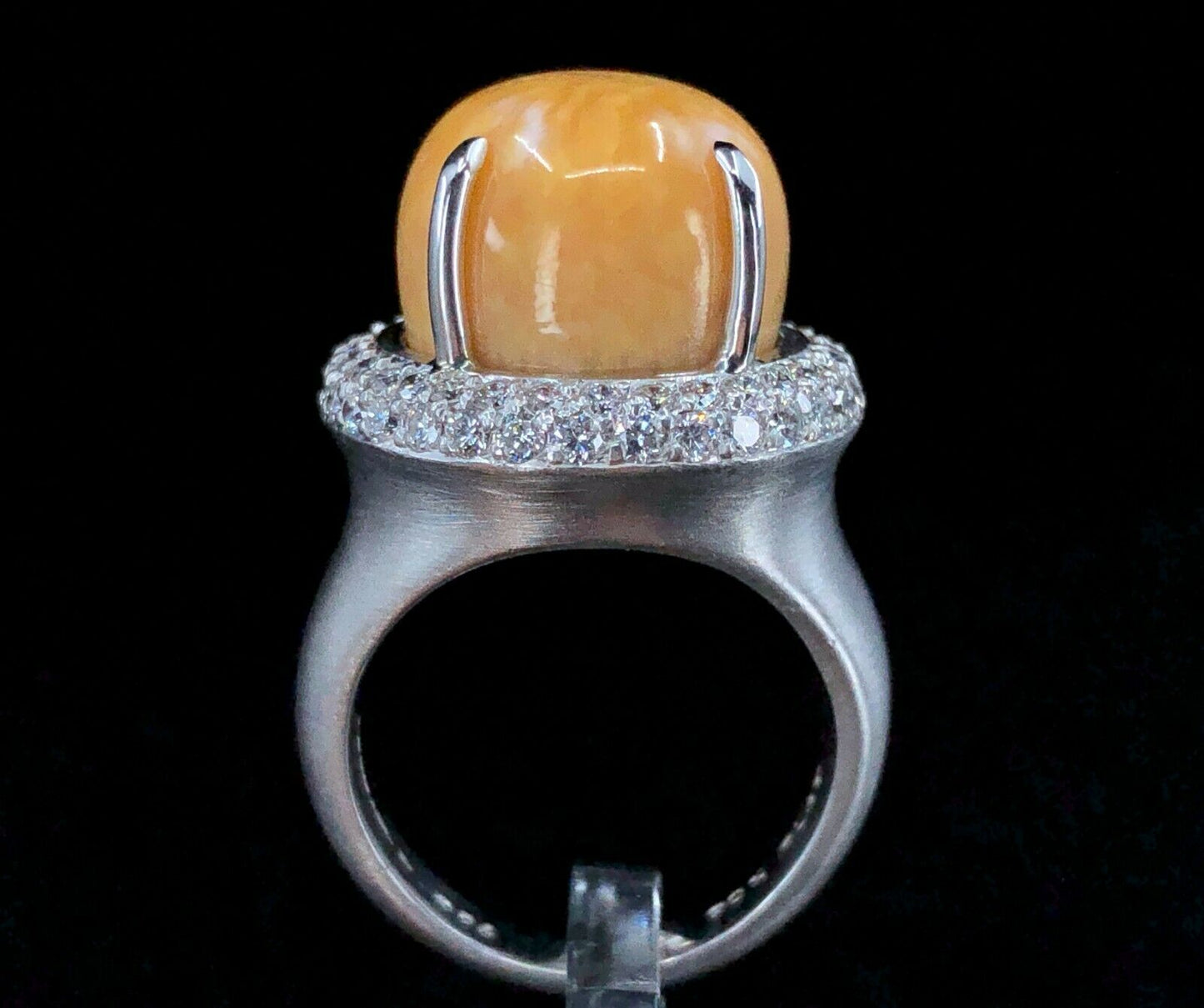 GIA 19.24 ct. Natural Melo Melo Pearl & Diamond Ring in Platinum