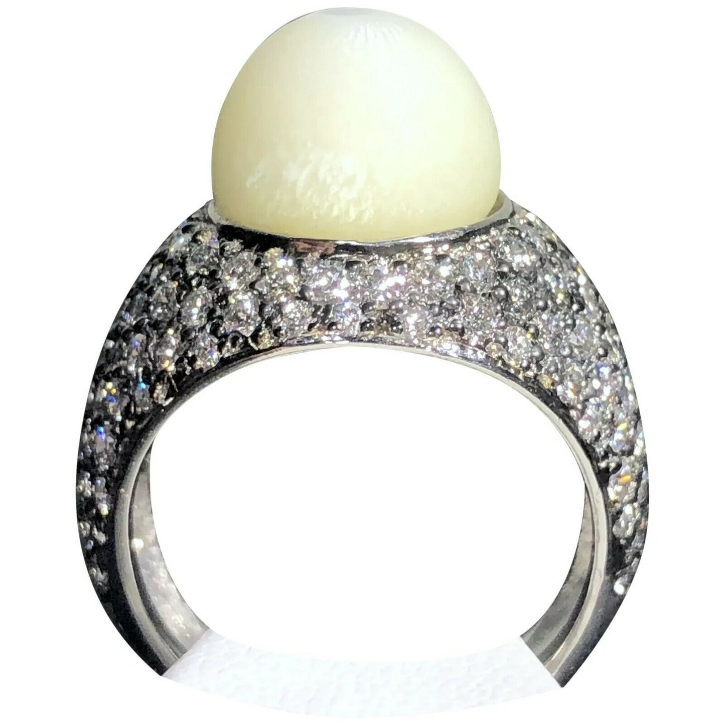 GIA 8.64 ct. Natural "Eyeball" Tridacna Pearl & Diamond Ring in Platinum