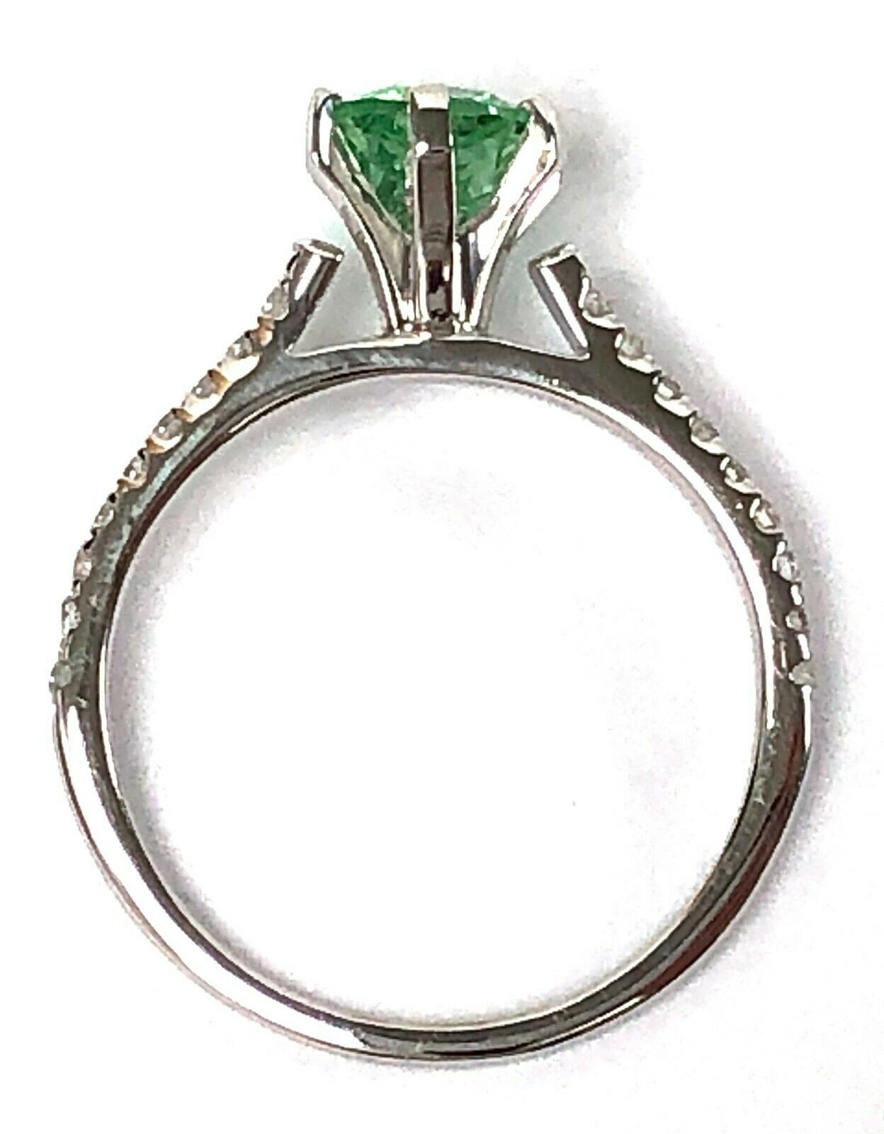 IGI 1.24 ct. Neon Green Paraiba Tourmaline & Diamond Ring in 14K White Gold