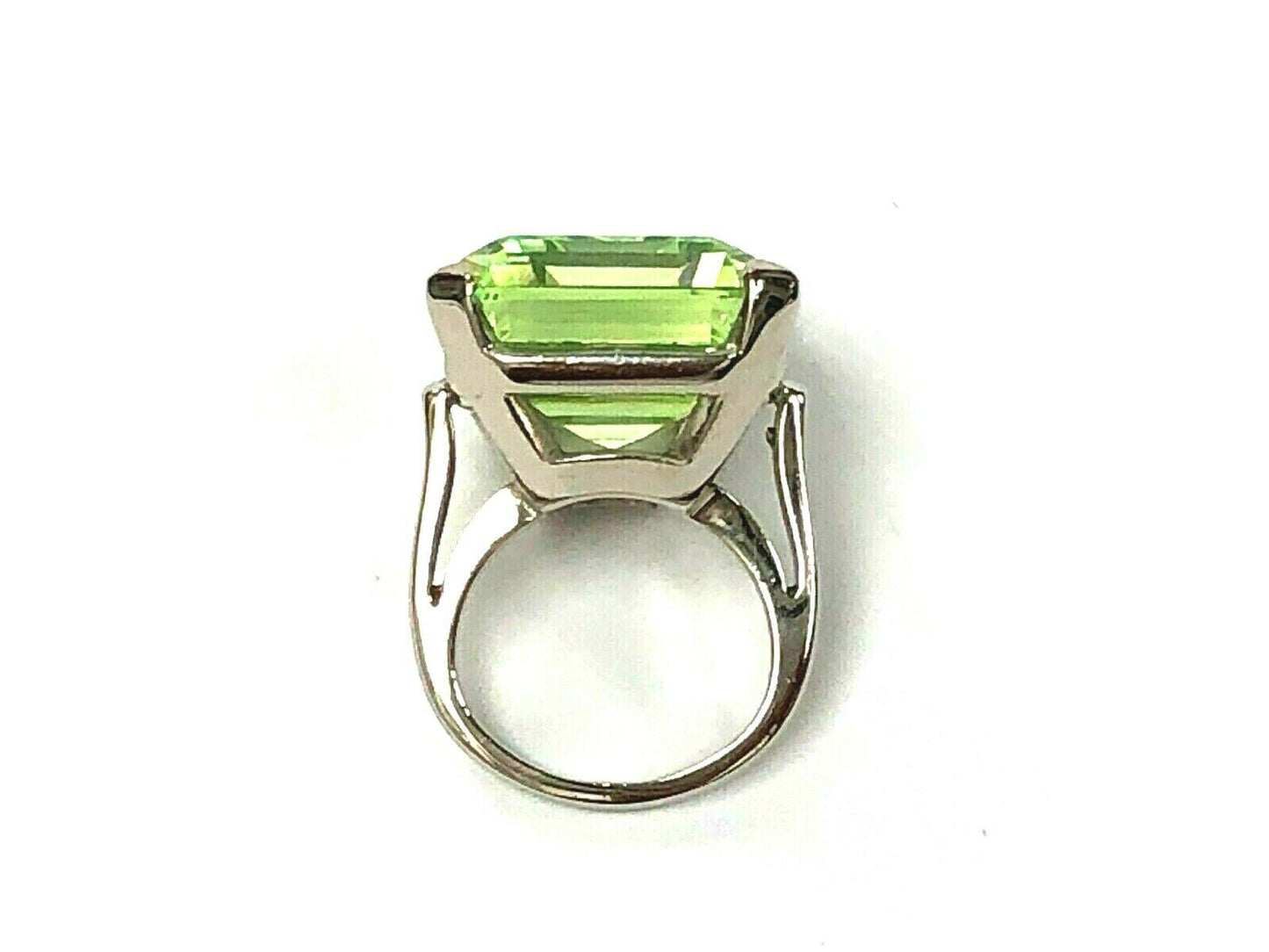 40.00 ct. Lab Created Neon Green Spinel Ring in 14K White Gold