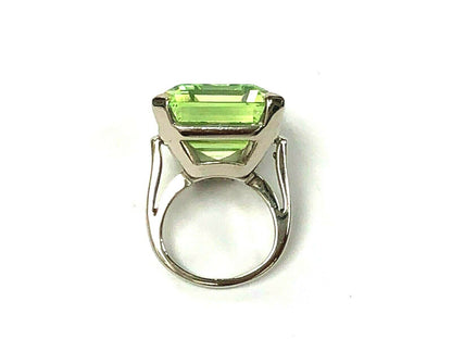 40.00 ct. Lab Created Neon Green Spinel Ring in 14K White Gold
